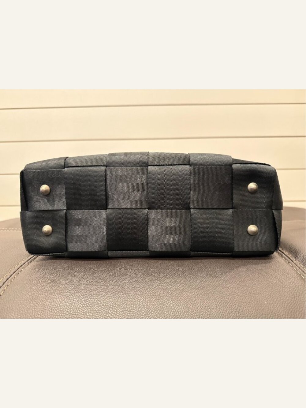 Harveys Original Seatbelt Bag Large Tote Black Woven Made in USA - Picture 5 of 11